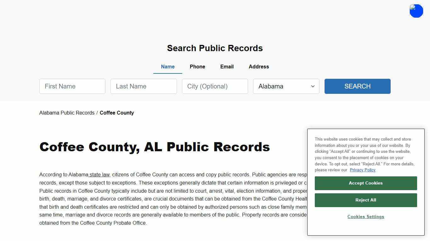 Coffee County, AL Public Court, Arrest and Inmate Records - ThePublicIndex